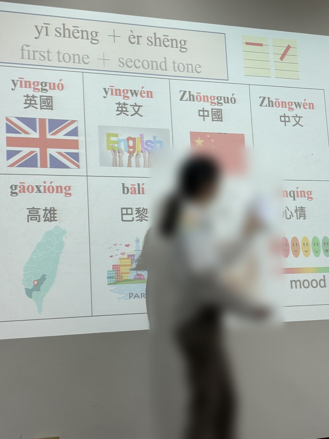 国立成功大学の中国語コース授業｜第一声・第二声の発音練習スライド
